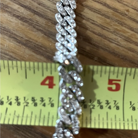 Unisex PLUS SIZE Cuban Link Tennis Bracelet - Silver/Zirconia - Fits 9.75-10 in - Picture 4 of 9